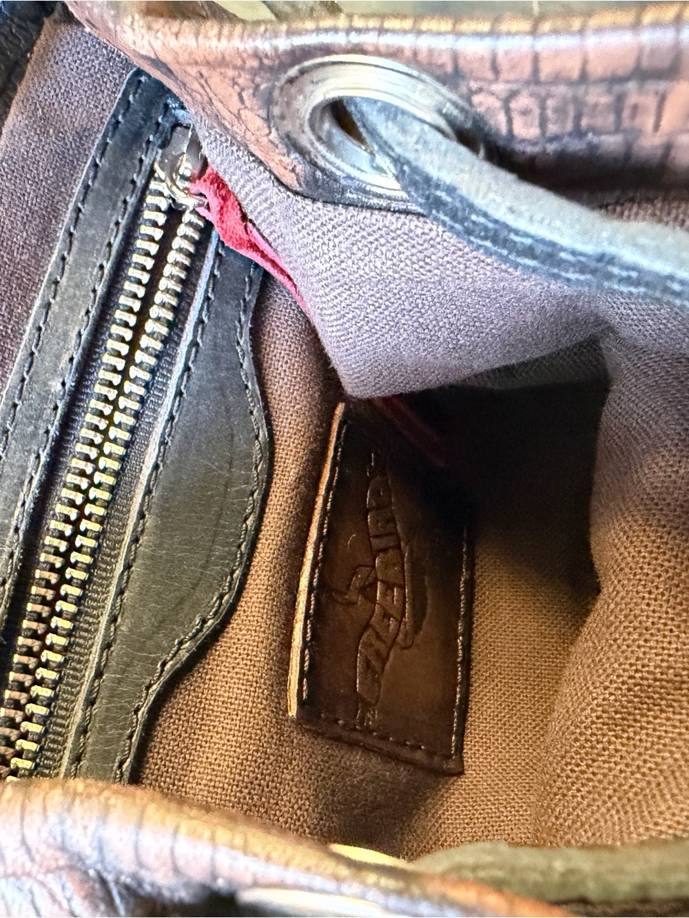 Freebird by Steven Brown and Black leather Croc-Embossed Backpack with Tassel - Picture 9 of 10
